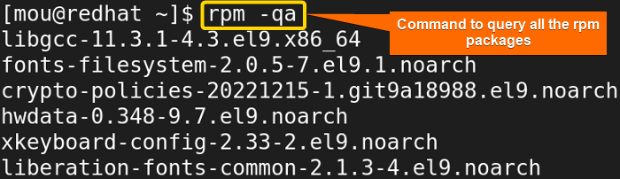 command to query all the rpm packages