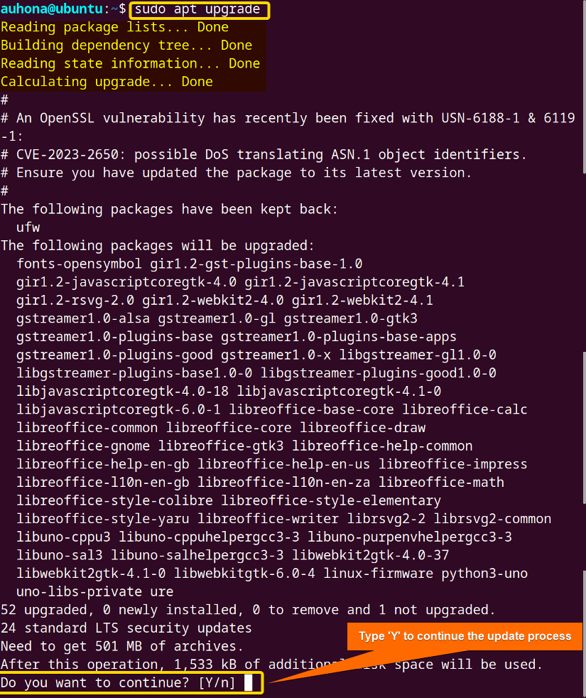 Using sudo apt upgrade command, I've upgraded the installed packages.