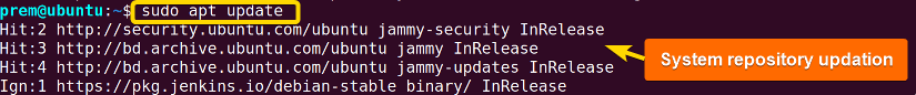 This command updates the system repository index after adding the universe repository. 