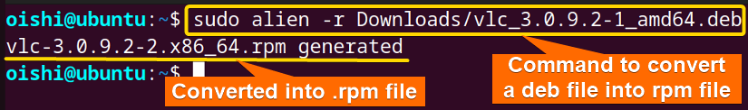 Convert a deb file to a rpm file