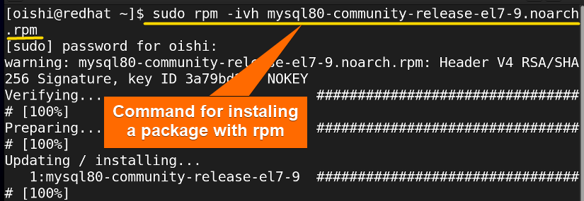 Install a package with rpm