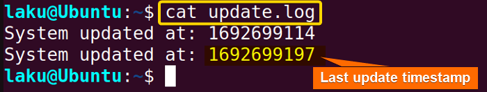 Content of update log