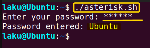 Echoing asterisk while taking password