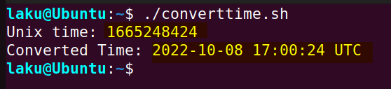 Converting Unix time to UTC time