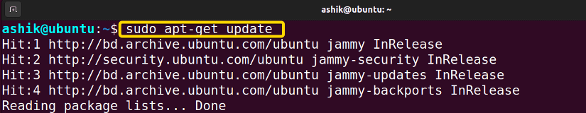 running apt-get update