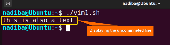 Displaying the uncommented line using Vim editor