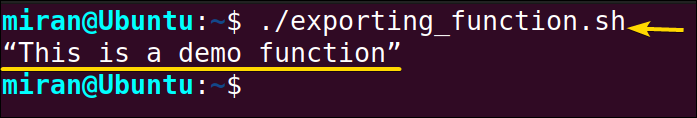 Exporting a Function with Bash Script
