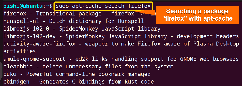Search a package with apt-get