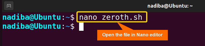 Opening file in Nano editor