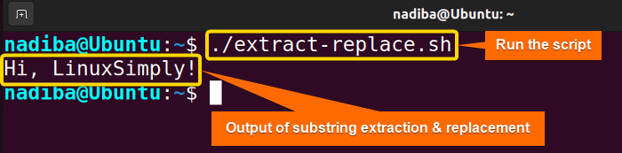Output of extracting & replacing substring