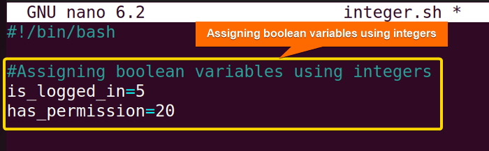 bash assign boolean to variable