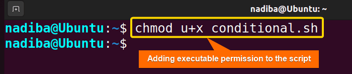 Adding executable permission to the script