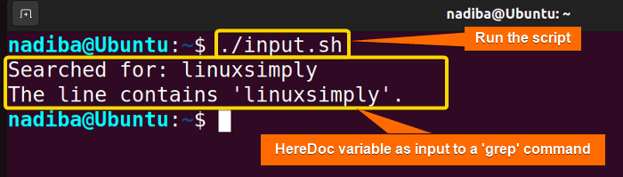 bash heredoc variable assignment