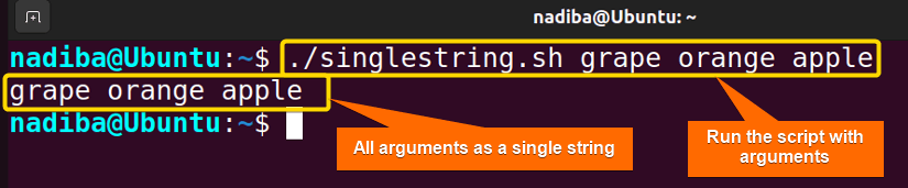 All arguments as single string