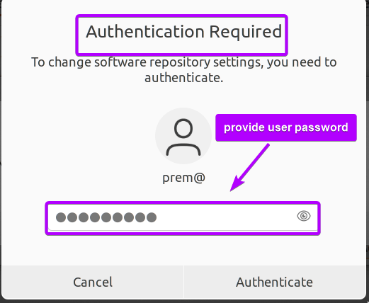 add user password to authenticate