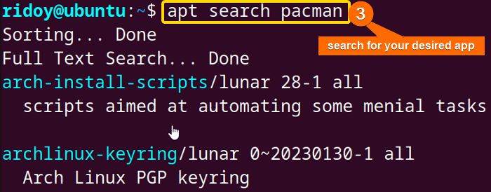 search for pacman package in the remote repositories