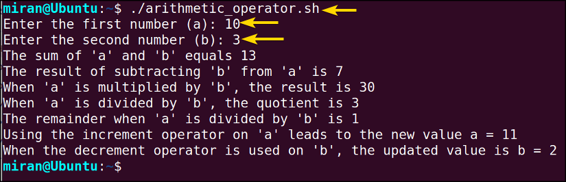 Bash Arithmetic Operators