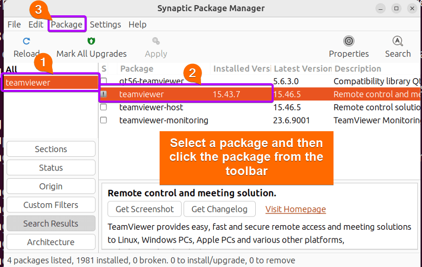 Select a package for installing force version