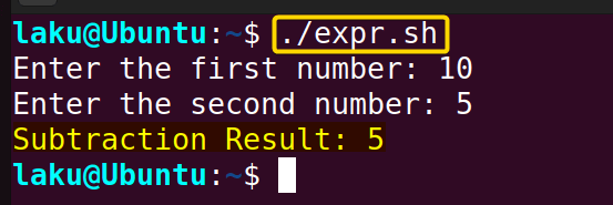 expr command for arithmetic calculation