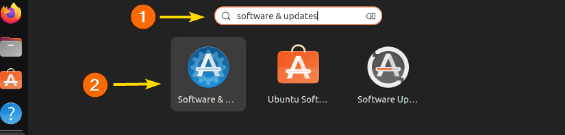 select software & updates to update ubuntu repository list