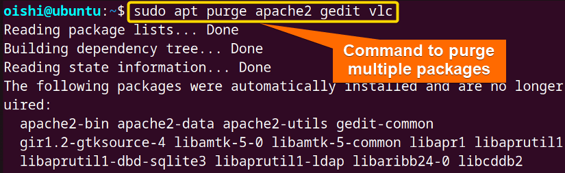 Purge multiple packages