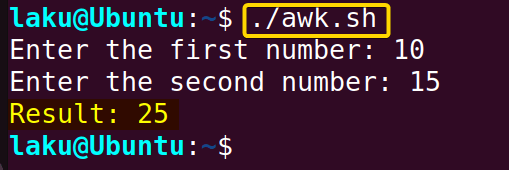 awk command for arithmetic calculation