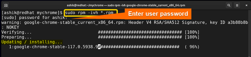 Error free installation of chrome by rpm