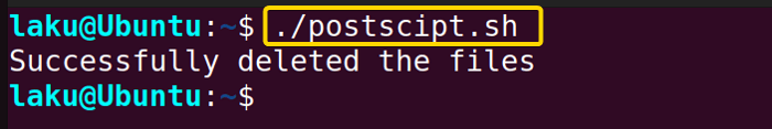 Executing postscript.sh to create files using brace expansion