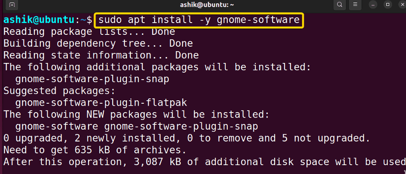 Installing gnome-software by apt