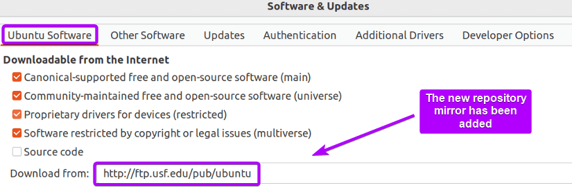 new ubuntu repository mirror verification via GUI
