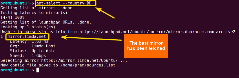 the best ubuntu repository mirror fetched via CLI