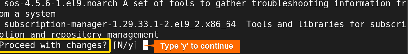 User is asked to type 'Y" to continue the update process.