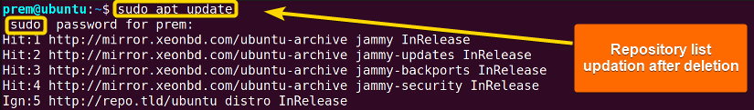 ubuntu repository list updation after repos removal