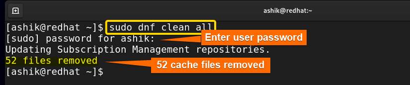 Clearing all cache by DNF