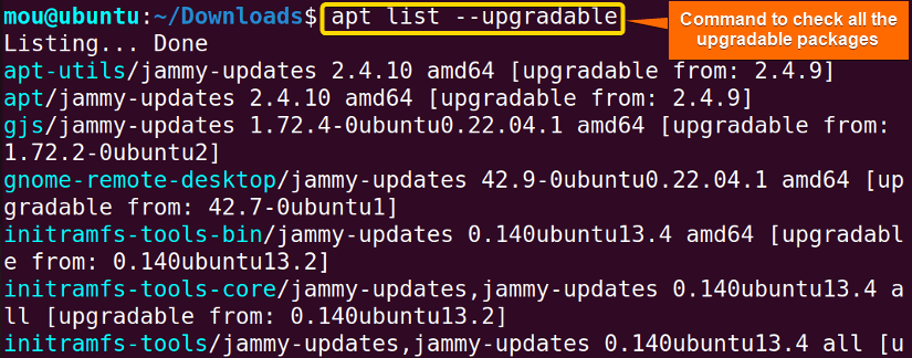 checking all the upgradable packages in Linux