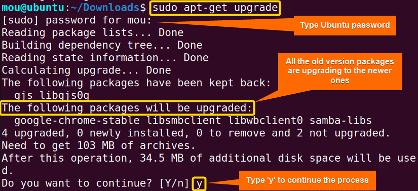 upgrading packages using apt-get