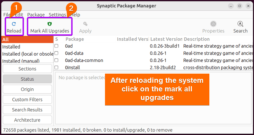 Upgrade all the packages with synaptic