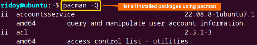 list all installed package using pacman