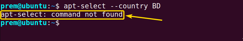 the apt-select command not found