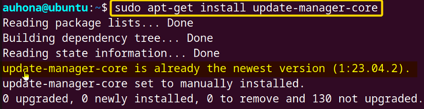 Installs update update manager core using the command.