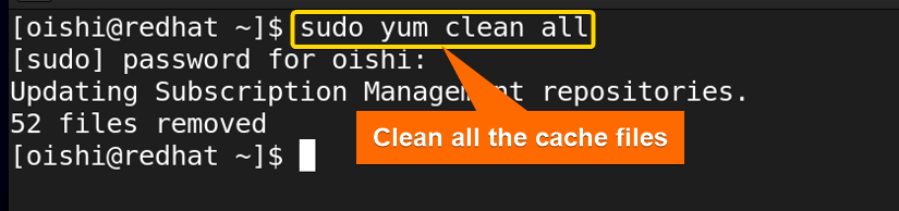 Remove all the cache files with yum