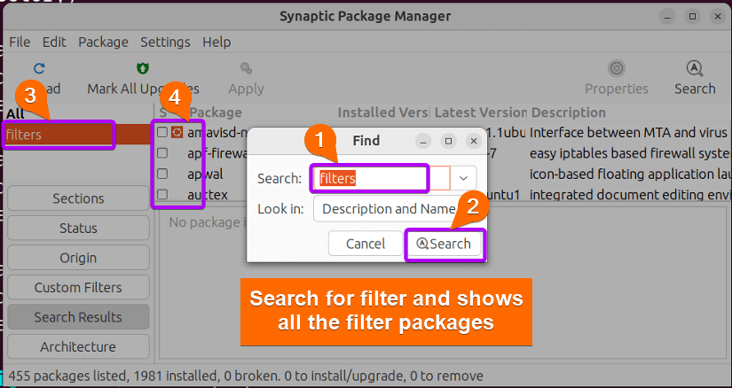 Search for filter with synaptic