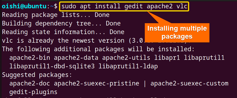 Install multiple packages with apt