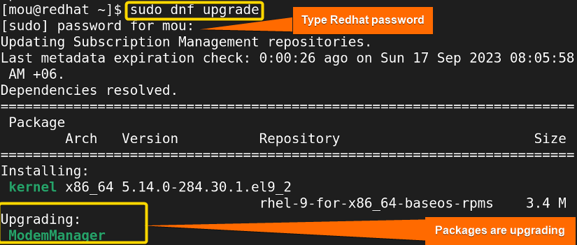 upgrading packages using dnf upgrade