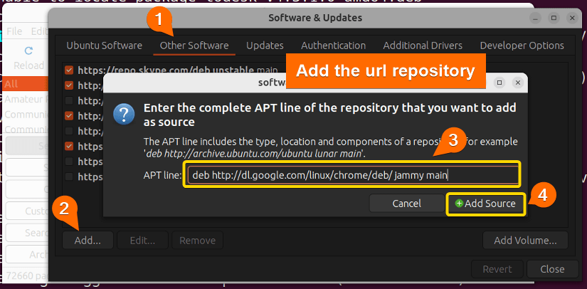 Give the url to add the repository