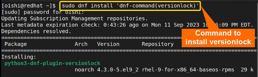 Installing versionlock with dnf