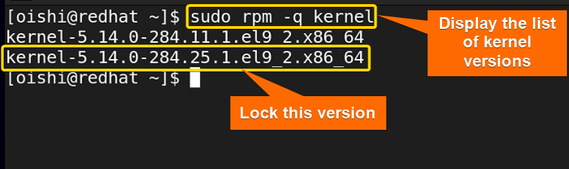 Showing which version is locked with rpm query