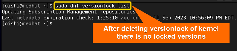 After deleting the versionlock