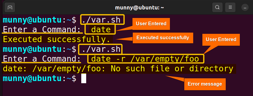 Redirect stderr to a variable in bash