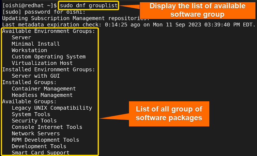 List the available software packages